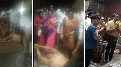 சரத்குமார் அங்கப்பிரதட்சணம்