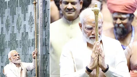 செங்கோலுடன் மோடி