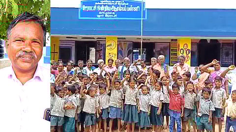 Teacher, students and villagers