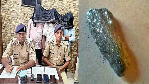 பிடிபட்டவர்களுடன் காவல்துறையினர்