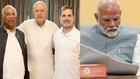 கார்கே, ஃபரூக் அப்துல்லா, ராகுல் காந்தி, பிரதமர் மோடி