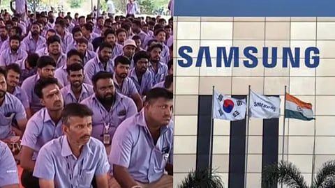 வேலை நிறுத்தத்தில் ஈடுபட்டுள்ள சாம்சங் ஊழியர்கள்