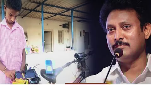 மாணவர் அபிஷேக் - அமைச்சர் அன்பில் மகேஸ்