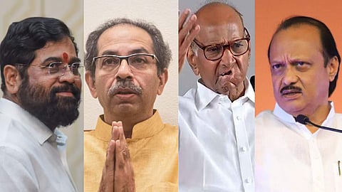 ஏக்நாத் ஷிண்டே, உத்தவ் தாக்கரே, சரத் பவார், அஜித் பவார்.