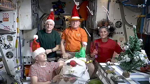sunita williams and her crew celebrate christmas in space share greetings