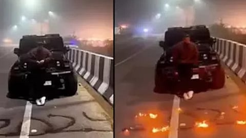 man sets road on fire for reels in uttarpradesh highway arrested for reckless act video