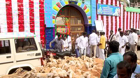 ஆட்டு மந்தைகளுடன் அடைக்கப்பட்ட பாஜக-வினர்