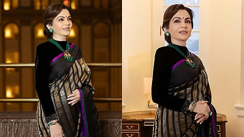 nita ambani dons kanchipuram saree at Donald trumps private dinner