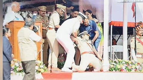 மயங்கி விழுந்த போலிஸ்