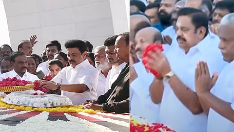 அண்ணா நினைவுதினம்: திமுக - அதிமுக மரியாதை