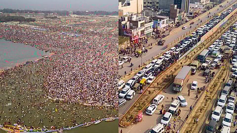 maha kumbh traffic jams in uttarpradesh prayagraj