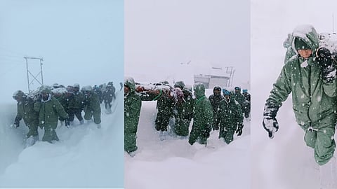 பனிச்சரிவில் சிக்கியவர்களை மீட்கும் பணியில்