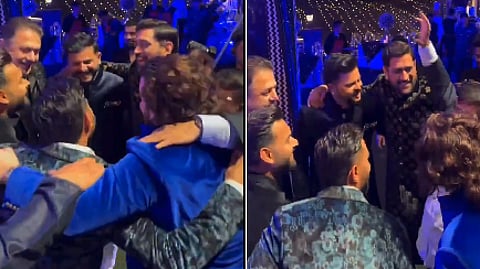 dhoni and raina dancing in rishabh pant sister wedding