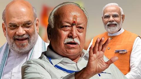 அமித் ஷா, மோகன் பகவத், பிரதமர் மோடி