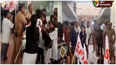 SFI members protest in Chennai polytechnic college over student sexual assault