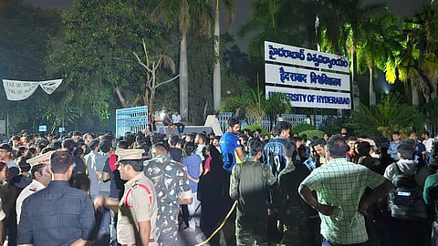 university of hyderabad students detained for protesting against govts land development plan
