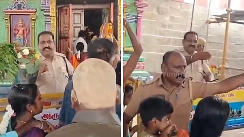 பக்தரை திட்டிய காவல் அதிகாரி