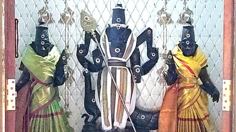 சாமி கழுத்தில் இருந்த 3 சவரன் தங்கத்தாலி திருட்டு