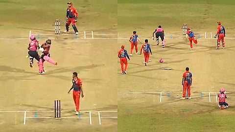 MPL 2025 fielders mess up run out goest to viral