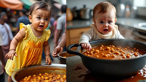 uttar pradesh baby girl death on falls into chhole pot