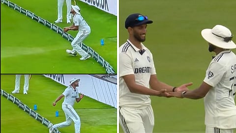 Siraj saying sorry to Prasidh for the Drop Catch