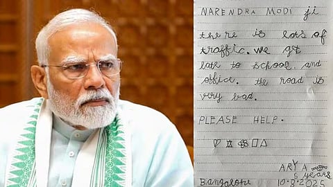 5 year old bengaluru child writes letter to PM modi