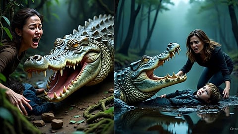 uttarpradesh mother battles crocodile saves 5 year old