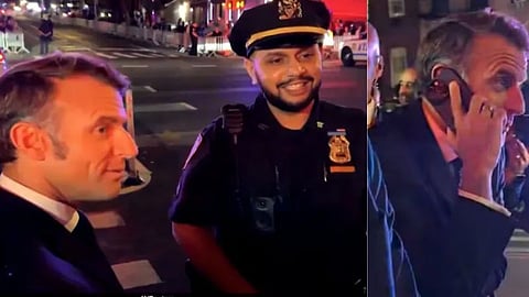 french president macron calls trump after getting stopped by newyork police