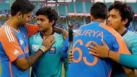 துனித் வெல்லாலகேவை சந்தித்து ஆறுதல் சொன்ன சூர்யகுமார் யாதவ்