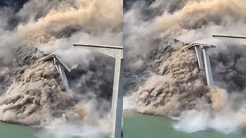 newly constructed hongqi bridge in china partially collapses