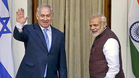 இஸ்ரேல் பிரதமர் பெஞ்சமின் நெதன்யாகு - இந்திய பிரதமர் நரேந்திர மோடி