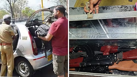 பறக்கும் படையிடம் சிக்கிய ஏகே 47 துப்பாக்கிகள்