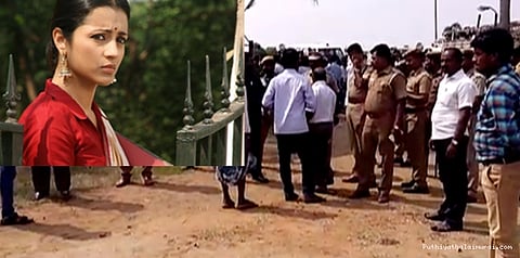 திரிஷாவை எதிர்த்து போராட்டம்.... படப்பிடிப்பு வாகனம் பறிமுதல்..!