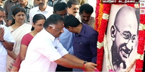 மகாத்மா காந்தி நினைவு தினம் இன்று: முதலமைச்சர் பன்னீர்செல்வம் மரியாதை