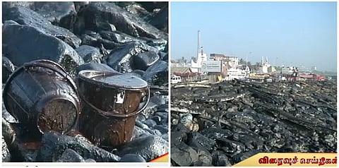 எண்ணெய் படலத்தை அகற்றும் பணி 6 நாட்களுக்குத் தொடரும்: துறைமுக அதிகாரிகள்