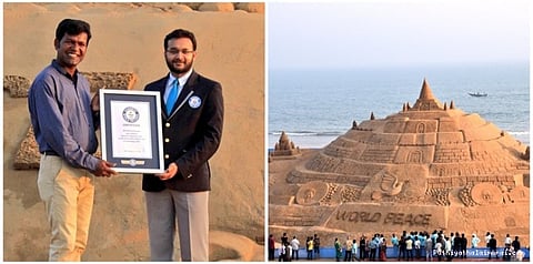 48 அடி உயர மணல் சிற்பம்: சுதர்சன் பட்நாயக் உலக சாதனை