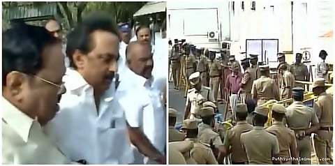 பேரவை வளாகத்தில் திமுக எம்எல்ஏக்கள் போராட்டம்