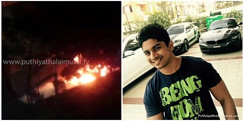 மரத்தில் மோதி கார் எரிந்தது: கார் பந்தய வீரர் மனைவியுடன் உயிரிழப்பு