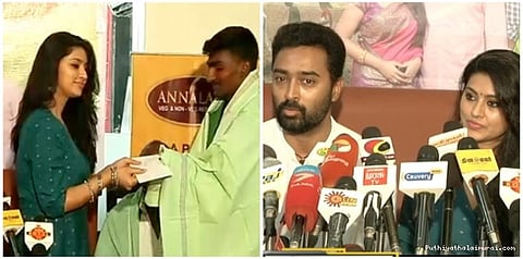 விவசாயிகளுக்கு நிதியுதவி வழங்கிய பிரசன்னா-சினேகா தம்பதி