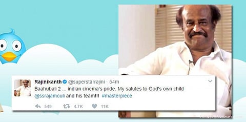 பாகுபலி படக்குழுவினருக்கு ரஜினிகாந்த் பாராட்டு