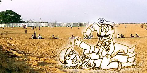 லவ் மேட்டரு ஃபீலாயிட்டாரு: மெரினாவில் போலீஸ்காரர்கள் வெறித்தன ஃபைட்!