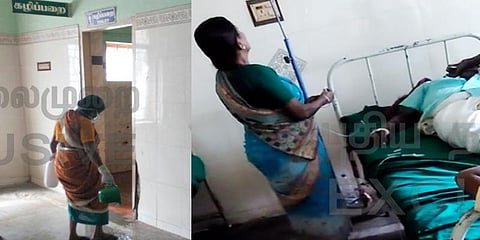 நோயாளிகளுக்கு சிகிச்சை அளிக்கும் துப்புரவு தொழிலாளர்கள்