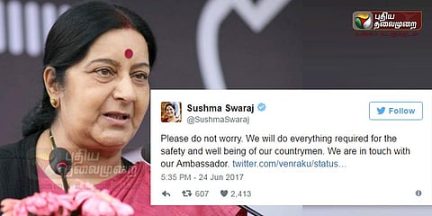 கத்தார் இந்தியர்கள் நிலைமை: சுஷ்மா சுவராஜ் டிவிட்