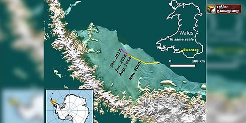 5800 சதுர கிமீ பரப்பு கொண்ட பிரம்மாண்ட பனிப்பாறை உடைந்தது