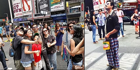 நியூயார்க்கில் லுங்கியுடன் சுற்றிய ஹீரோ!