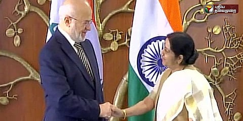 ஈராக் அமைச்சருடன் சுஷ்மா சந்திப்பு: கடத்தப்பட்ட 39 இந்தியர்களை மீட்பது குறித்து பேச்சு