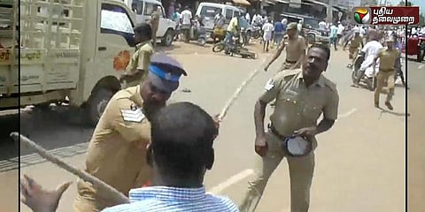 என்எல்சி தொழிலாளர்கள் மீது போலீசார் தடியடி