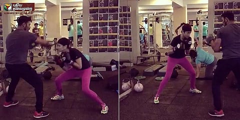 பாக்சிங் பயிற்சியில் நடிகை த்ரிஷா... வைரலாகும் வீடியோ