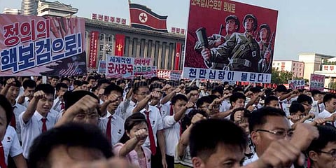 ஐநாவின் பொருளாதார தடை: வடகொரிய மக்கள் எதிர்ப்பு பேரணி