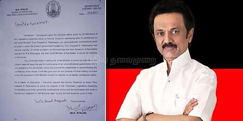 பெரும்பான்மையை நிரூபிக்க முதல்வருக்கு உத்தரவிடுங்கள்: ஆளுநருக்கு ஸ்டாலின் கடிதம்